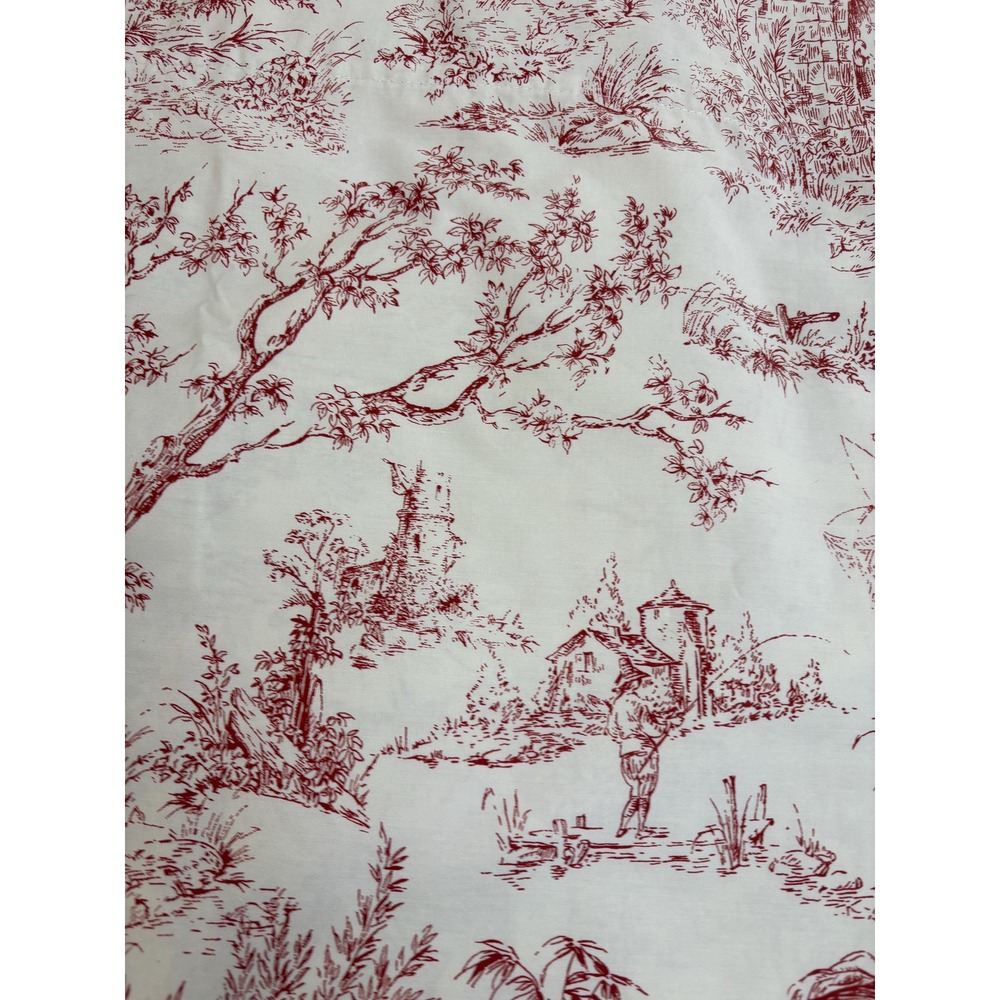 Vintage Red Toile Valance Set of 3‎ French Country Scenic Cotton Curtains